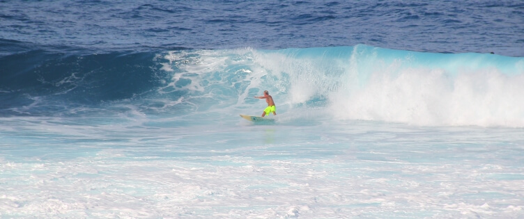 Surfing on Barbados' east coast