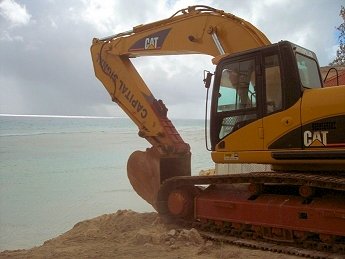 bulldozers on the Barbados boardwalk