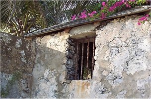 Historic slave holding area along the Barbados boardwalk