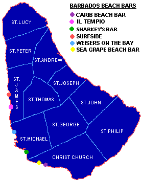 Interactive map of Barbados beach bars