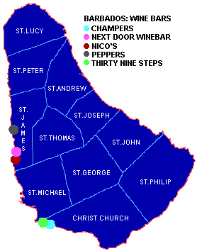 Interactive map of Barbados Winebars