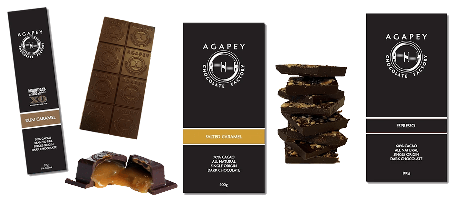 A selection of the chocolates made at Agapey Chocolate Factory