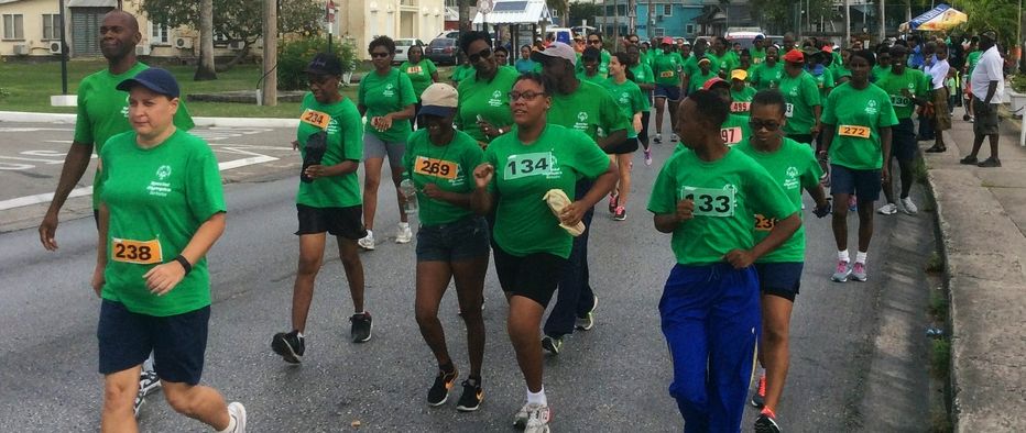 Walkers taking part in a charity walk in Barbados