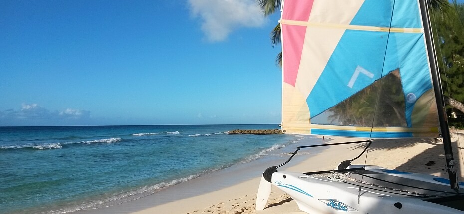 Hobie Cat on the beach in Barbados