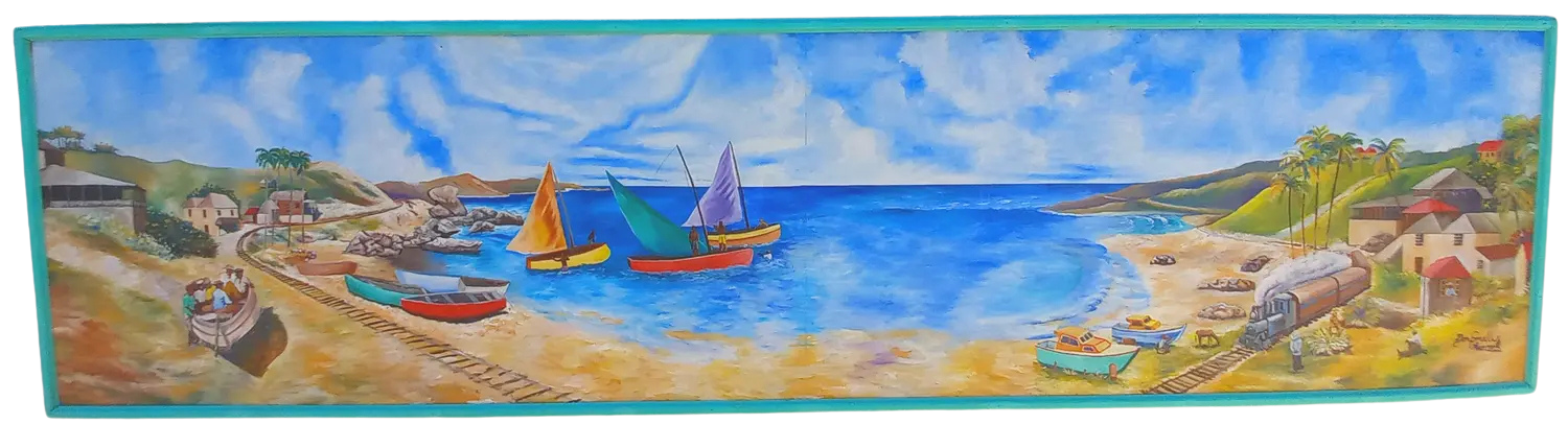 Mural of the old train line in Barbados