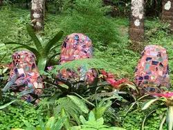 Sculptures among the flowers