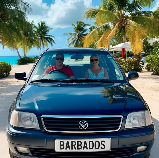 A couple cruising around in Barbados