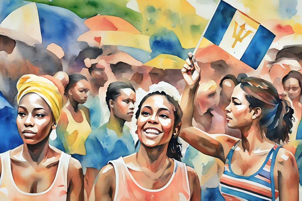 Barbadian people gathered outdoors, symbolising the community that shaped Barbados as a nation
