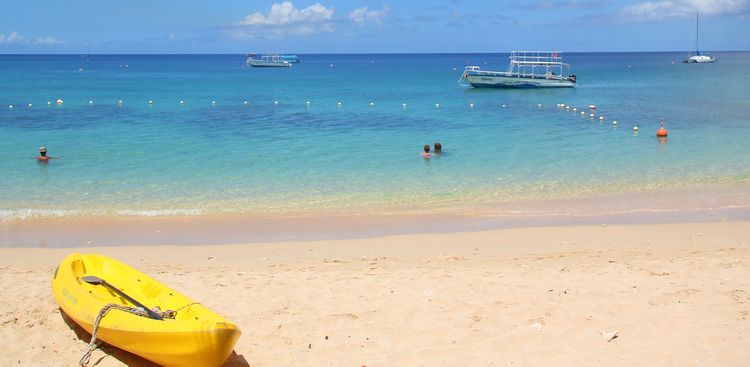 Watersports activities on a Barbados beach