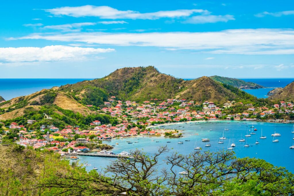 Aerial view of the bays and mountains of Guadeloupe