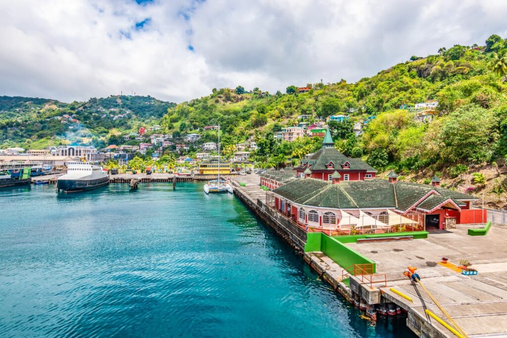 The cruise port in the Caribbean island of St. Vincent.