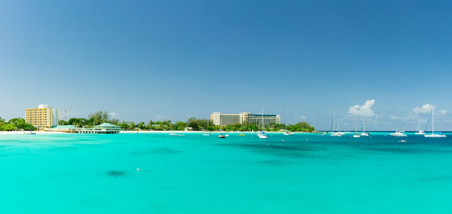 Offshore view of azure waters in Carlisle Bay