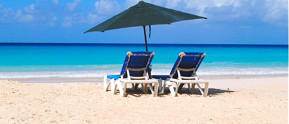 On the beach in Barbados