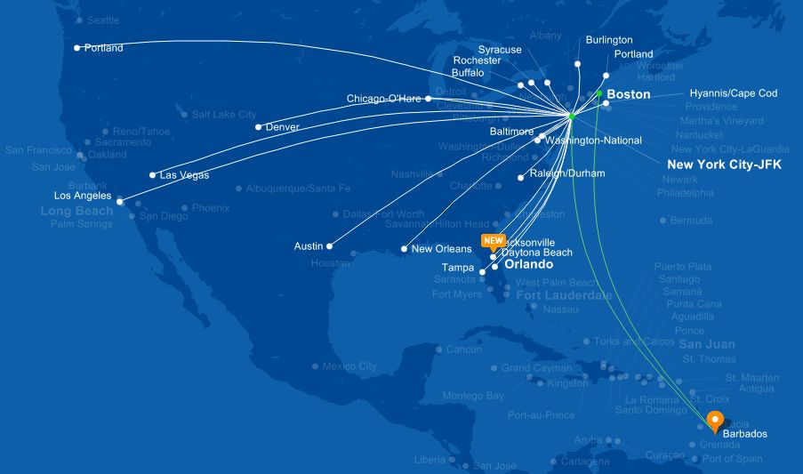 Jet Blue Map