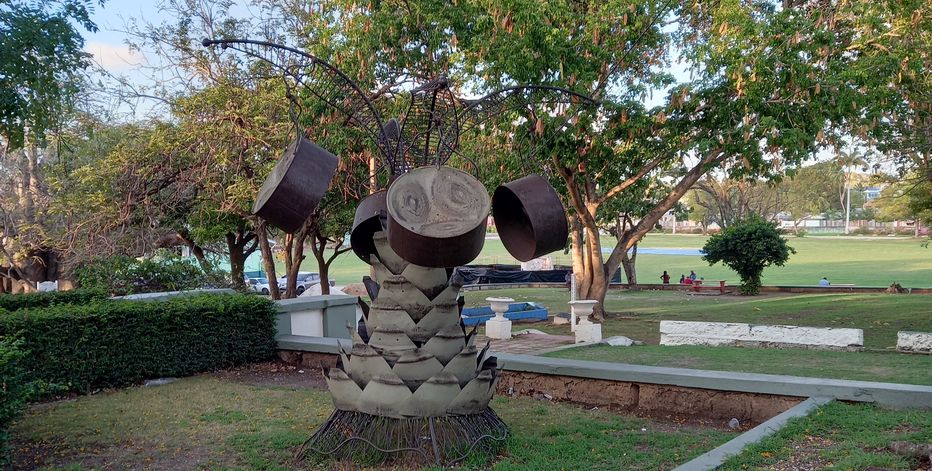 Metal sculpture within the park