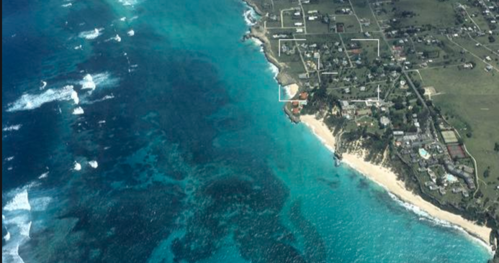 long bay facing the massive reefs where ships met their day