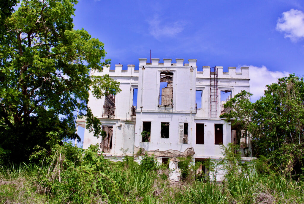 The castle in decay. Ravaged by fire and time- It will be restored as a 5 star hotel- A final legacy to the Sam Lord the man Behind the icon