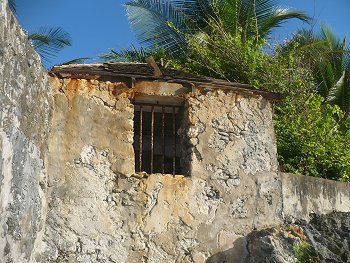 Historic slave holding area along the Barbados boardwalk