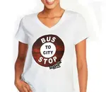 Ganzee ladies shirt featuring a bus stop image