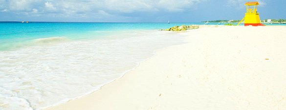 Barbados beach with lifeguard station