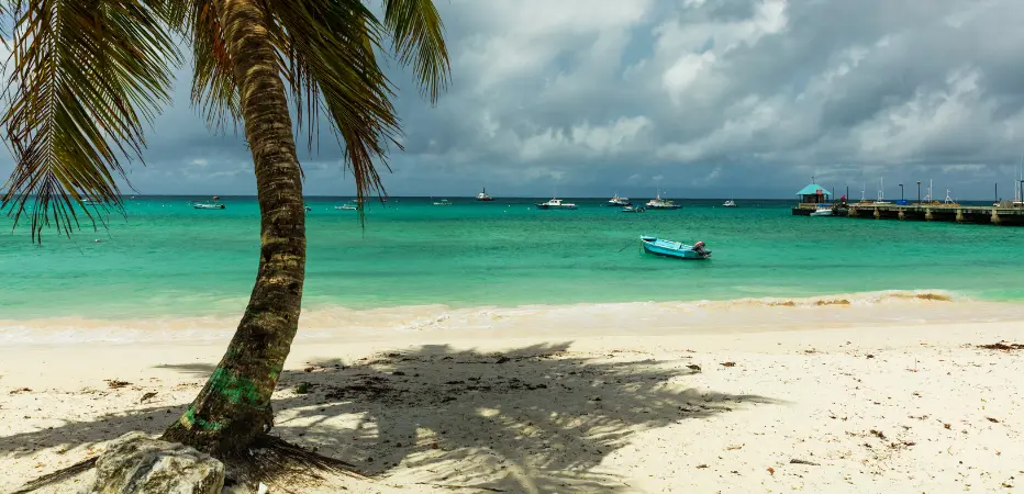 Jetty and fishing boats in Oistins Bay
