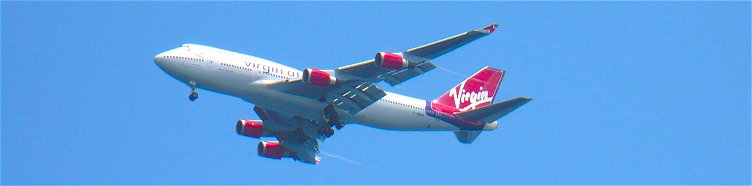 Virgin Atlantic airplane on a flight to Barbados