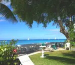View of the tropical beach and garden