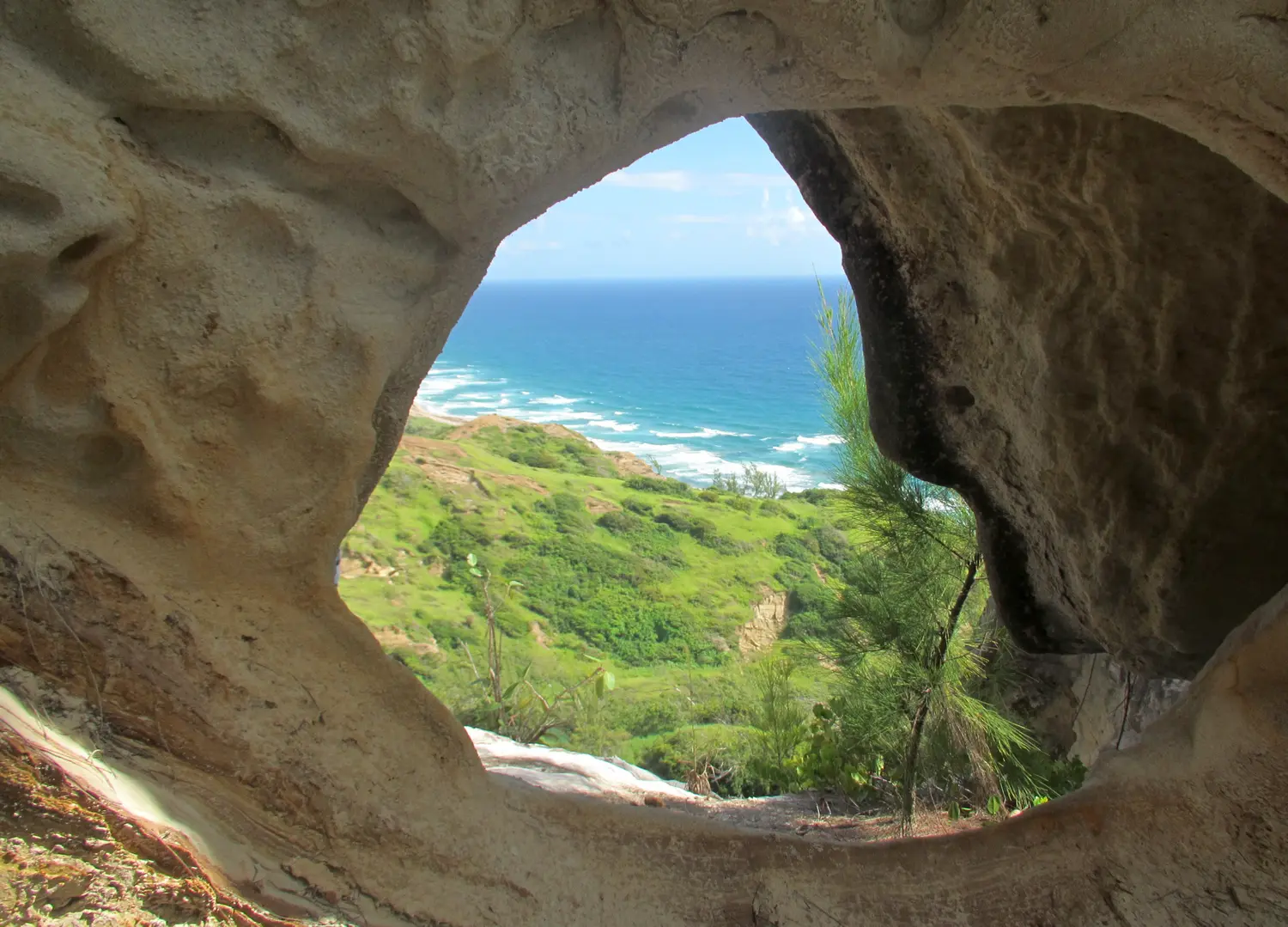 View of the eastern coastline through the Eye of Barbados