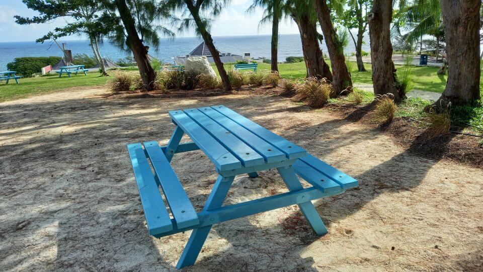 Picnic bench with ocean view