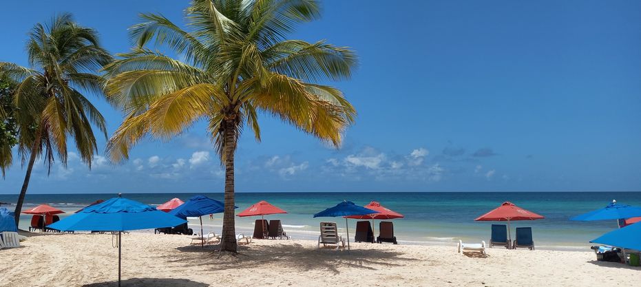 Beach chairs on Dover Beach, Barbados