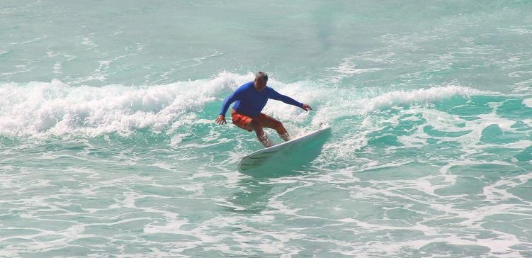 Catching a wave at Freights Bay