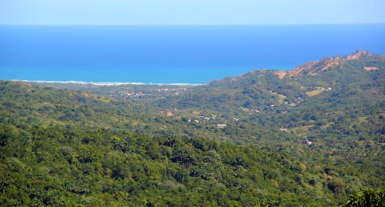 View across valley to east coast