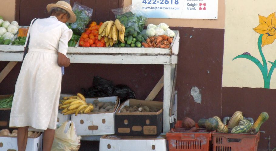 Buying fresh produce in Speightstown