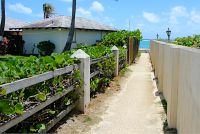 Path to sea by houses