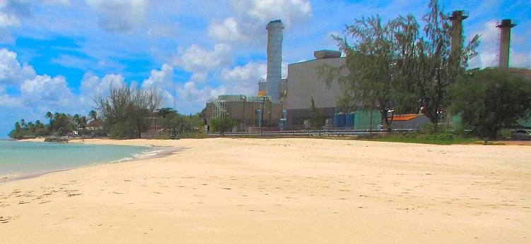 Beachfront location of West Indies Rum Distillery