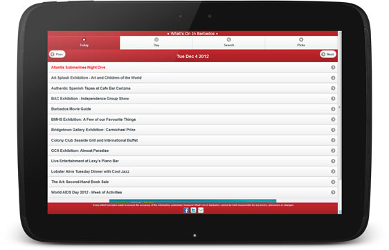 What's On In Barbados mobile app